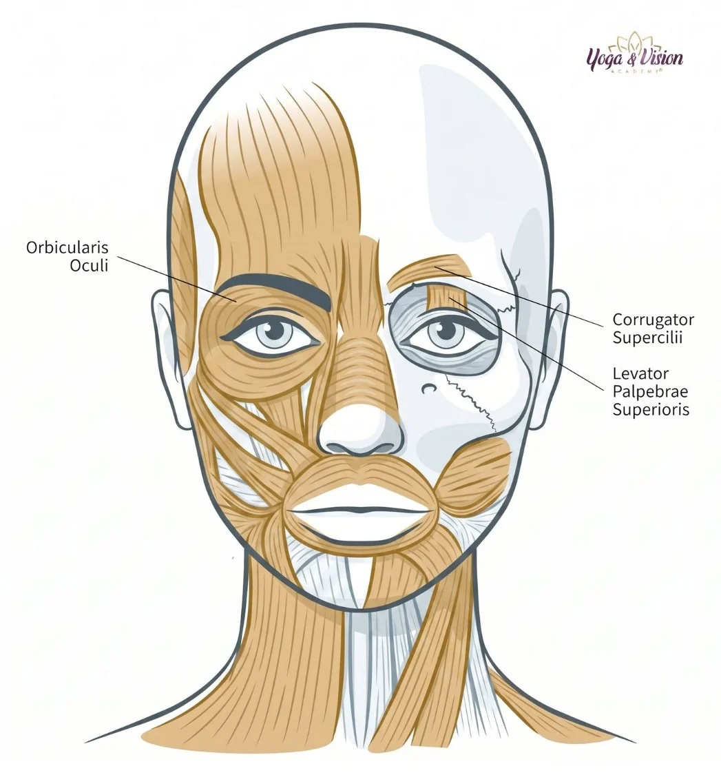 Anatomie ocniho okoli face joga — Yoga & Vision Academy®
