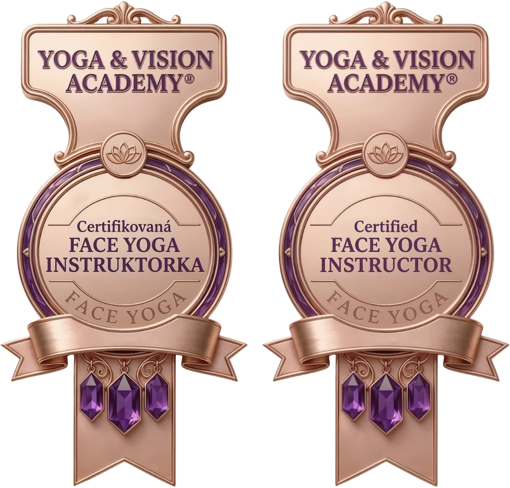 Pečeť Certifikovaná Face Yoga instruktorka a&nbsp;Certified
              Face Yoga Instructor by Yoga & Vision Academy®