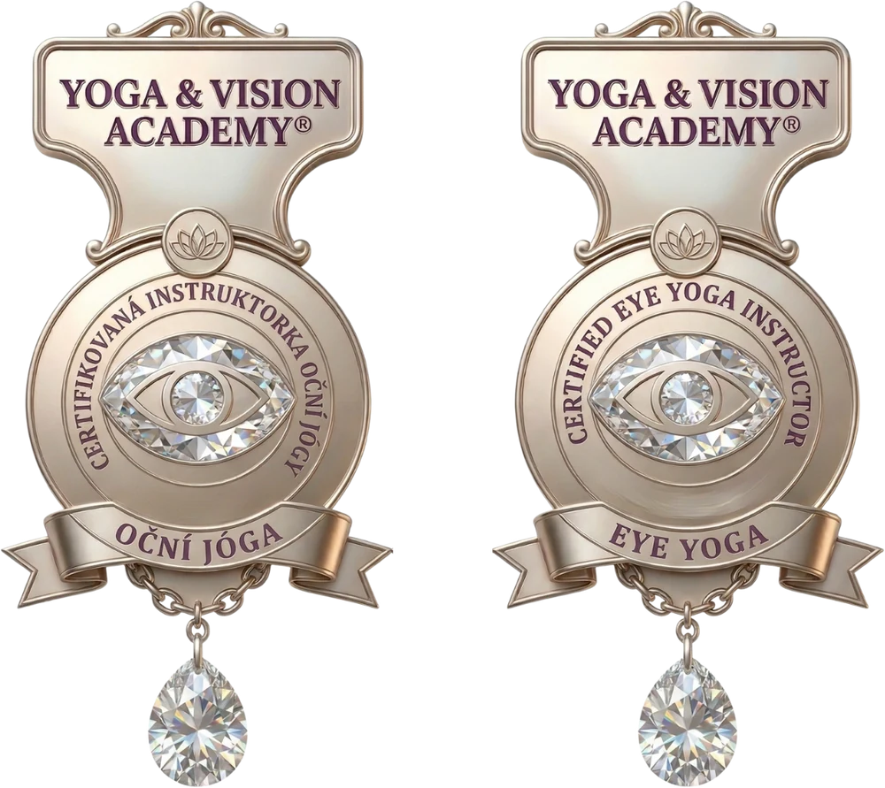 Pečeť Certifikovaná instruktorka oční jógy a&nbsp;Certified
              Eye Yoga Instructor by Yoga & Vision Academy®